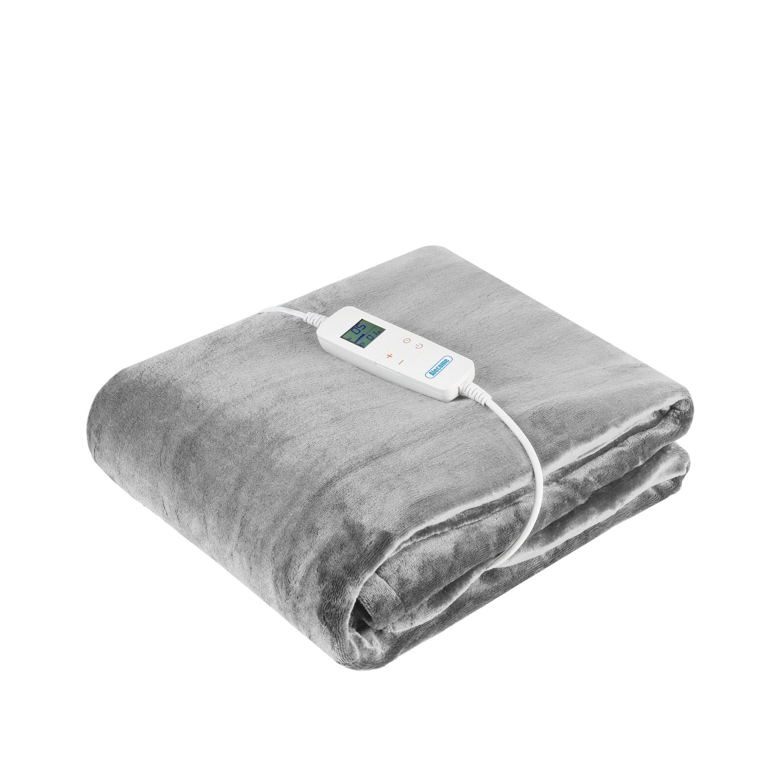 Silver Grey Electric Heated Throw Blanket 10 Heat Settings Washable