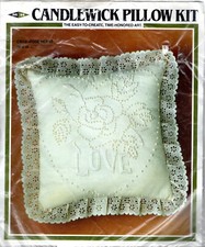 "Rose Heart"  1983 M-H Candlewick Pillow Kit  CW02 Open Package Project Started
