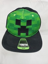 Minecraft Baseball Cap Hat Youth Sz OSFM 2019 Checkered Green  Black Adjustable