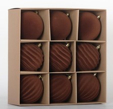Senjie Velvet Christmas Balls Flocked Christmas Tree 9pcs brown NEW
