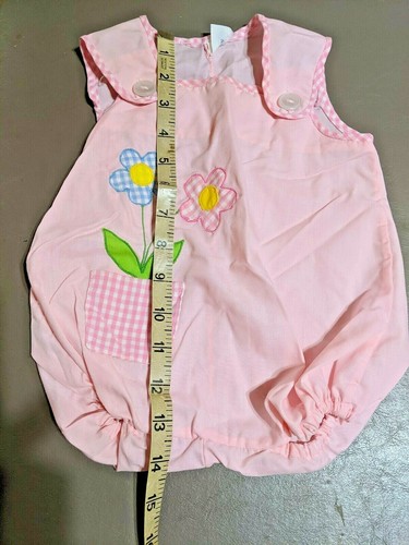 Lotto 2 pezzi vintage da 3 a 6 mesi pagliaccetti rosa per bambini, tute da salto pezzo unico - Foto 7 di 8