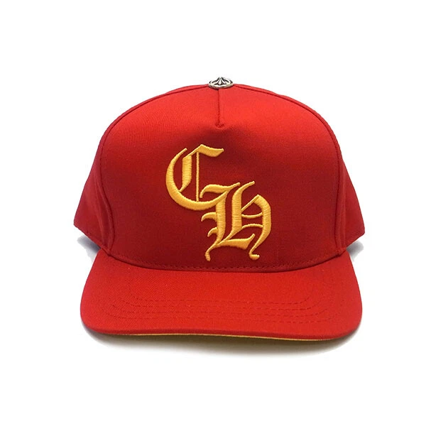 CHROME HEARTS Baseball Cap CH Logo Red and Yellow Polyester