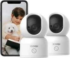 ZOSI WiFi 2 Pack 2K Pan Tilt Security Camera 2.4G/5G Dual-Band Smart Home Indoor