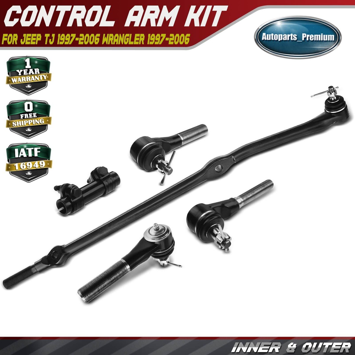 Jeep TJラングラー ドラッグリンク アジャスタースリーブ タイロッド Steering Drag Link Adjusting Sleeve & Tie Rod End for Jeep TJ