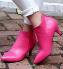 Womens Mid Kitten Heel Back Zipper Ankle Boots Pointy Toe Shoes Oversize