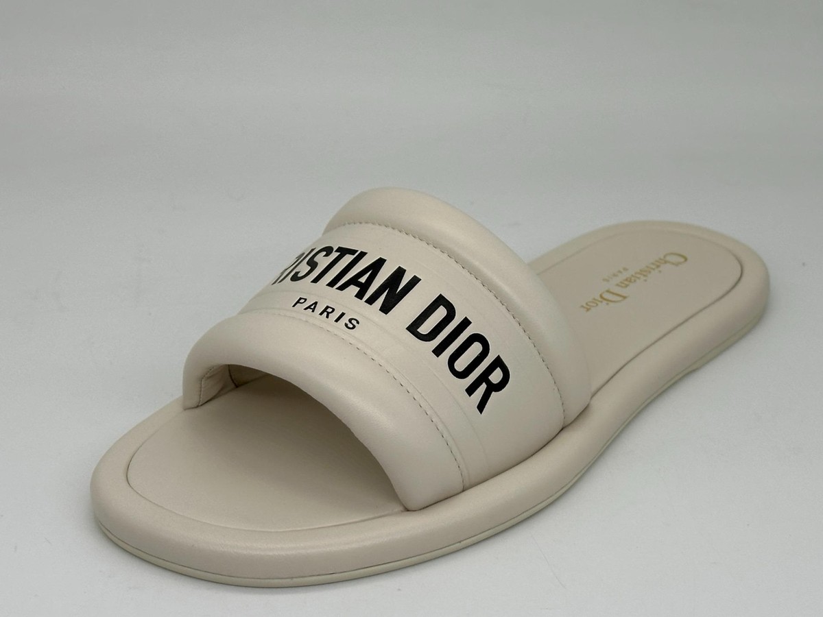 DIOR EVERY D Signature Leather Flat Slide Mules Sandals