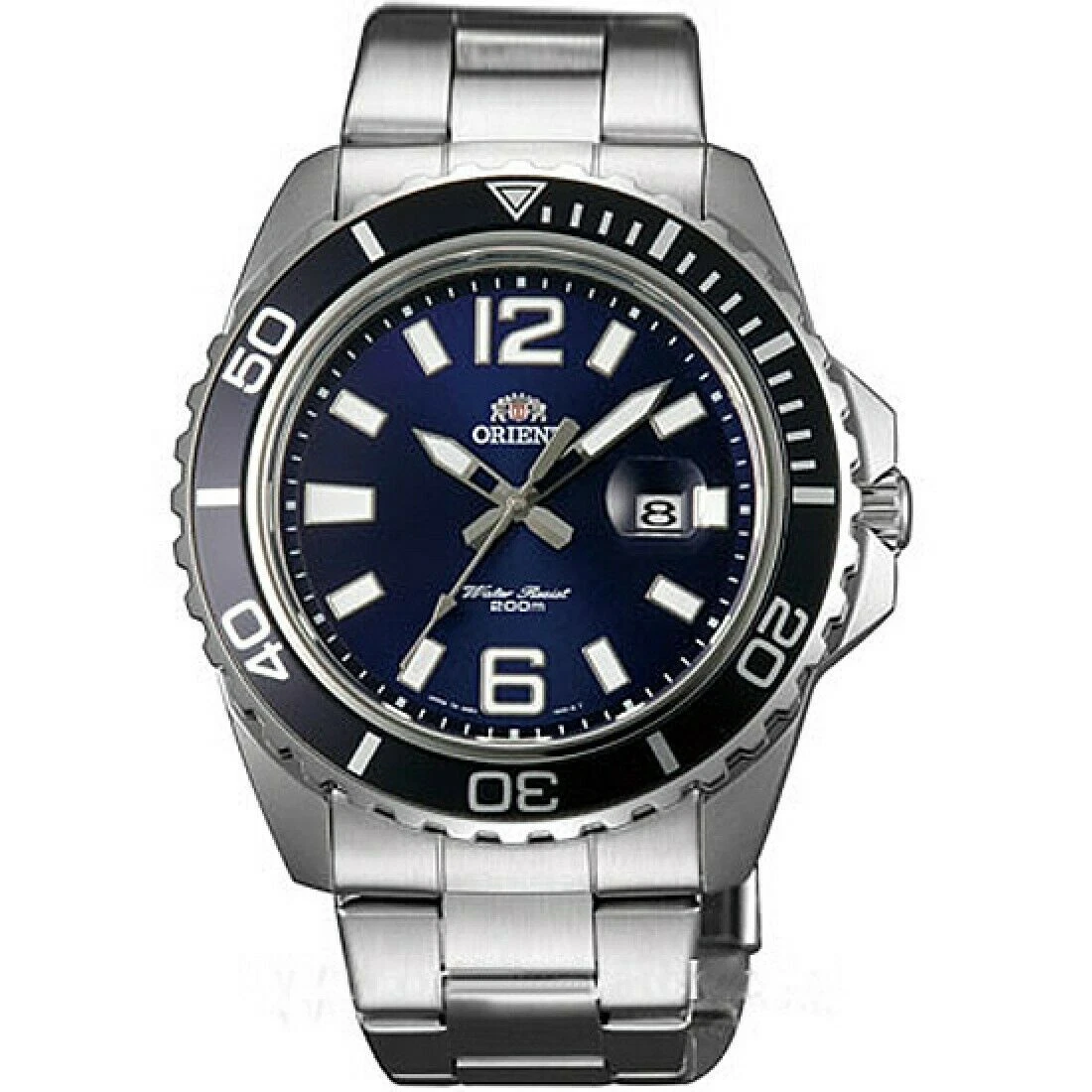 Orient Mens Submariner Silver Steel Bracelet Case Mineral Glass