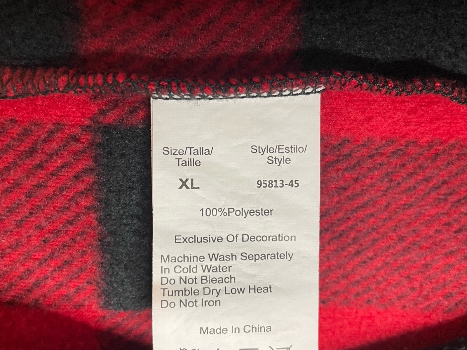 Just Love Women's Size XL One Piece Pajamas Red & Black Plaid Zippered Hooded