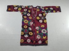 Vintage Turkmen Uzbek Suzani Embroidered Silk Robe/Chapan L:43 B:29 S:22 A:18 in