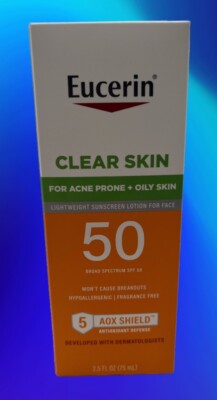 Eucerin Clear Skin 2.5 oz Lightweight Lotion SPF 50 Sunscreen Face Exp 11/2025