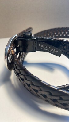 Brighton brown and silver leather braided vintage belt size 34 style 65803 Vintage Brighton Women main image 3
