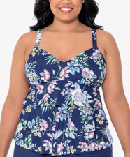 Swim Solutions Plus Triple-Tier Tummy-Control One-Piece Swimsuit Size 22W 3111