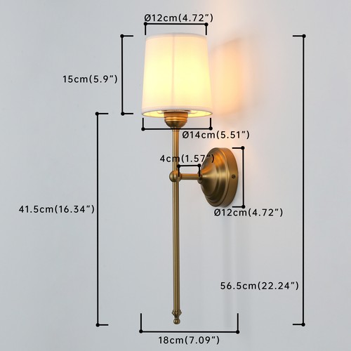 Modern Vintage Wall Sconce Fabric Shade Bedside Lamp Nightstand Light Fixture - Picture 15 of 31