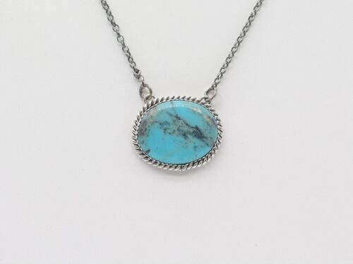 Native American Navajo Handmade Necklace Sterling Silver and Turquoise - Picture 2 of 7