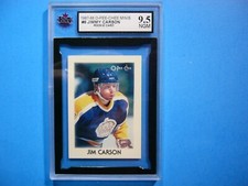 1987/88 O-PEE-CHEE MINI HOCKEY CARD #6 JIMMY CARSON ROOKIE RC KSA 9.5 NGM OPC
