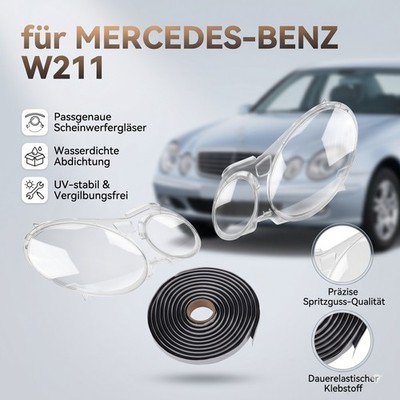 2x für Mercedes W211 E-Klasse Scheinwerferglas Streuscheibe Gehäuse m/dichtung
