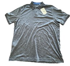 Tommy Bahama Mens Striped Polo Shirt Size Medium M Short Sleeve Black Gray NWT