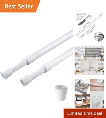 Sturdy Carbon Steel Adjustable Curtain Rods, Non-Slip Design - 28-43 Inch