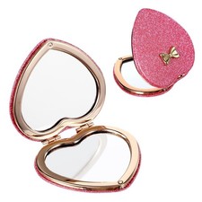 Heart Compact Mirror, Double-Sided Pink Pocket Mirror for Women, Small Purse ...