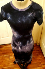 Fashion Nova Tie Dye Bodycon Knee Length Dress Round Neck Short Sleeve XS