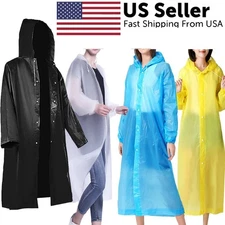 Unisex Adult Waterproof Raincoat Rain Coat Hooded Jacket Poncho Rainwear Camping
