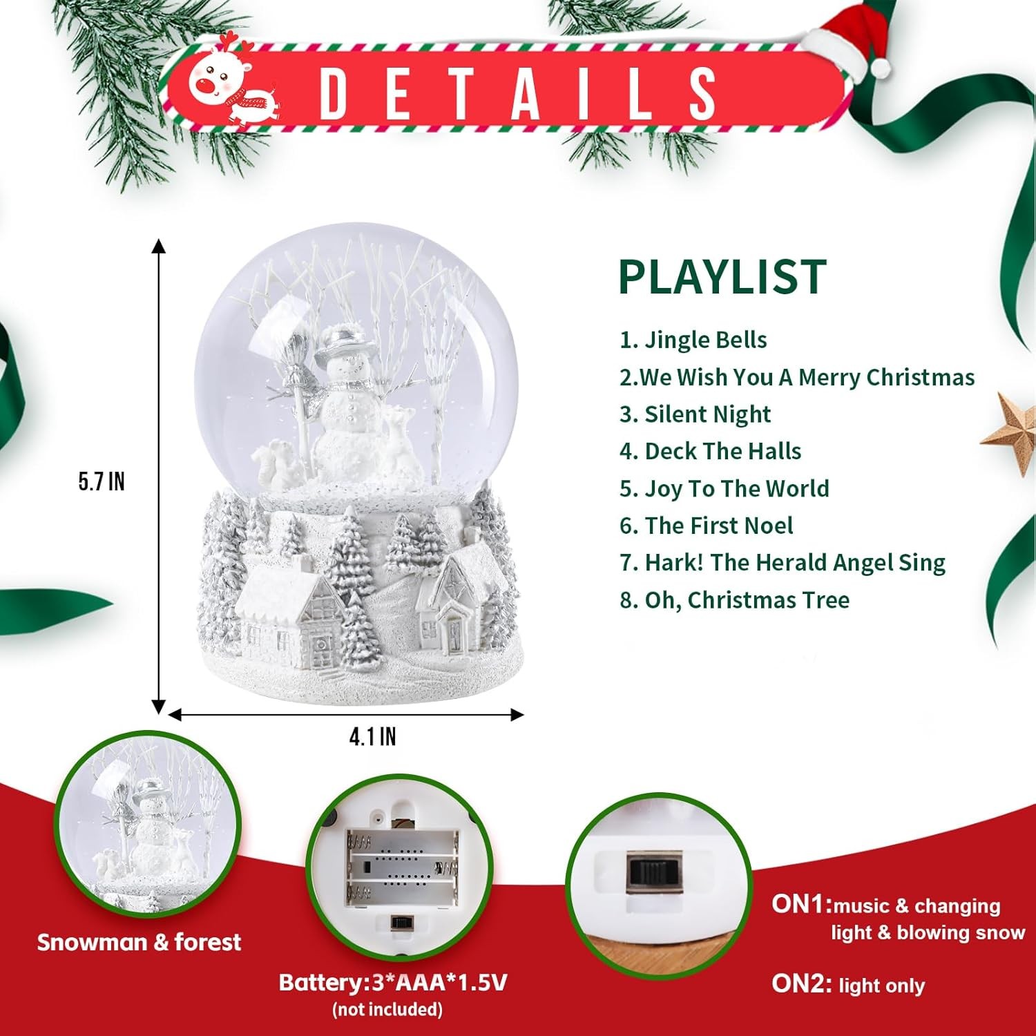 MUMTOP Christmas Snow Globes, Snow Globes Christmas with Music, Snowman Snow Glo