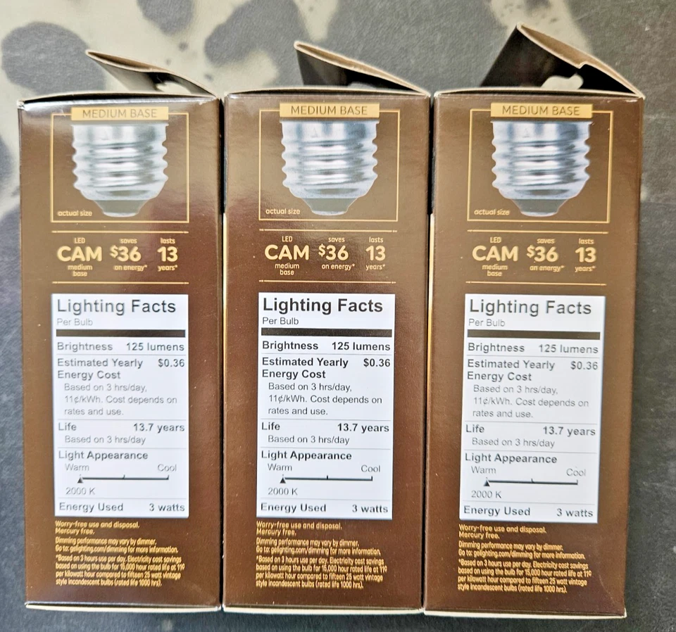 GE 25 -Watt EQ CA10 Warm candlelight Medium base Dimmable LED Decorative 3 Pack - Image 2 of 2
