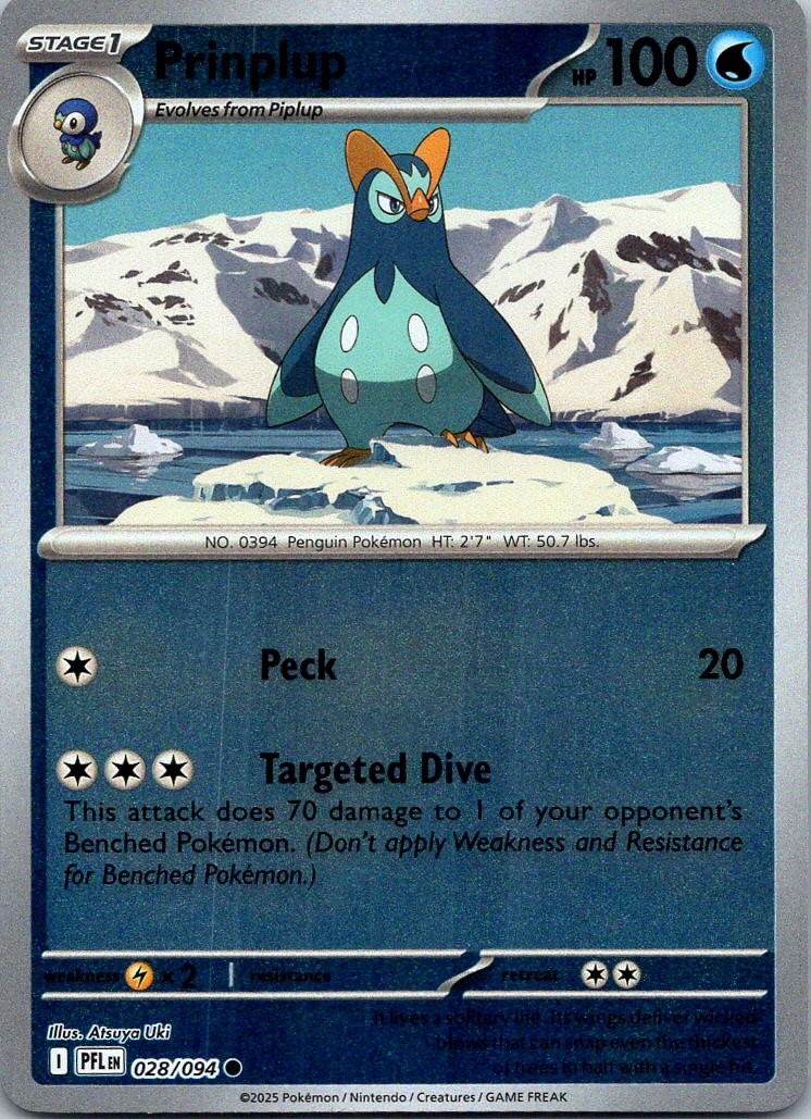 Prinplup Reverse Holo Common ME02: Phantasmal Flames - 028/094 NM