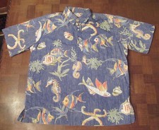Reyn Spooner angelfish seahorse button-pullover Hawaiian-made shirt LARGE or XL