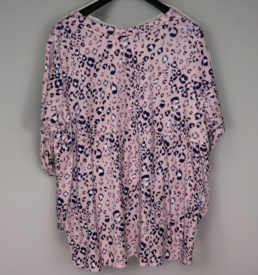 Carole Hochman Women’s Velour Fleece Pajamas Pink Cheetah 2 Pc Set Plus Size 2X - Image 3 of 4