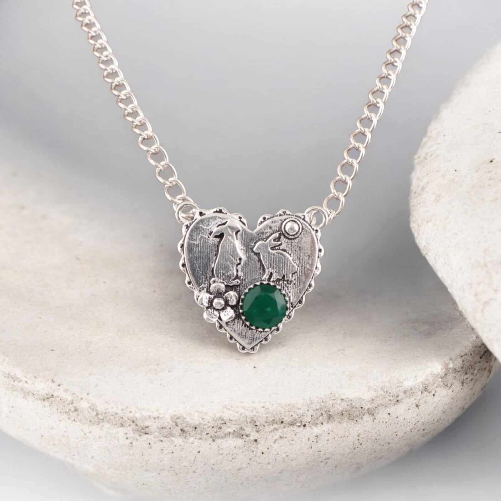 Colgante Redondo Verde Ojo de Ónice Natural 925 Plata Esterlina