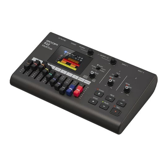 ZOOM R12 MultiTrak mobile 8-track recorder and compact creative recording studio for musicians, record, cut, edit, loop, copy, integrate effects and produce via touchscreen - Image 2