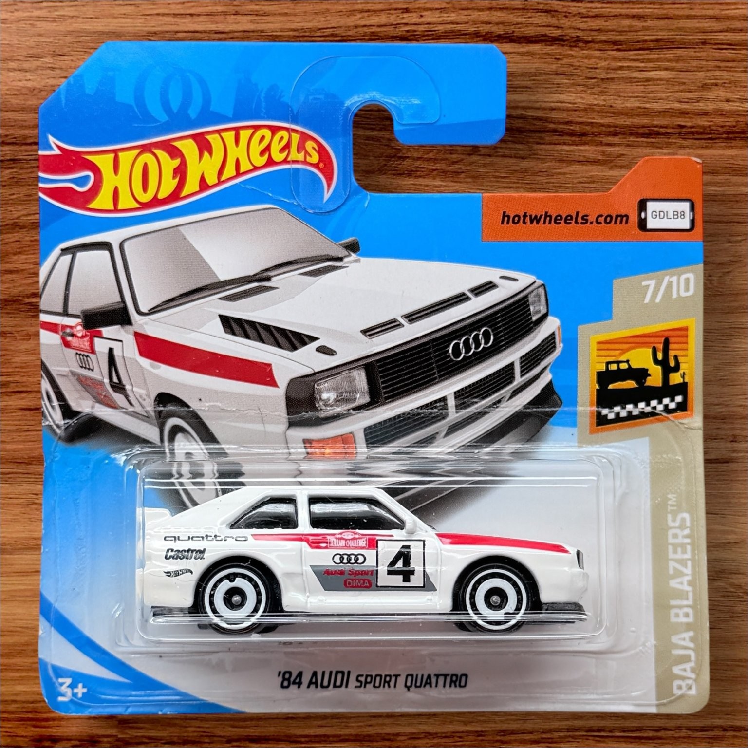 Hot Wheels '84 Audi Sport Quattro 1:64 Scale Baja Blazers Car Short Card