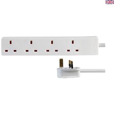Convenient 1m 4-Gang White Extension Lead - Essential Power for Small Spaces