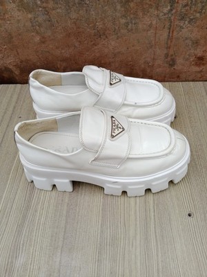 prada monolith brushed leather loafers womens size 37