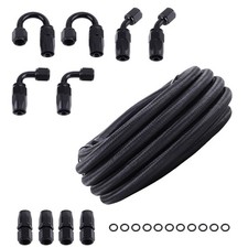 An6 -6an 20 Feet Nylon Oil Fuel Line Hose 10pcs Swivel Fitting Black