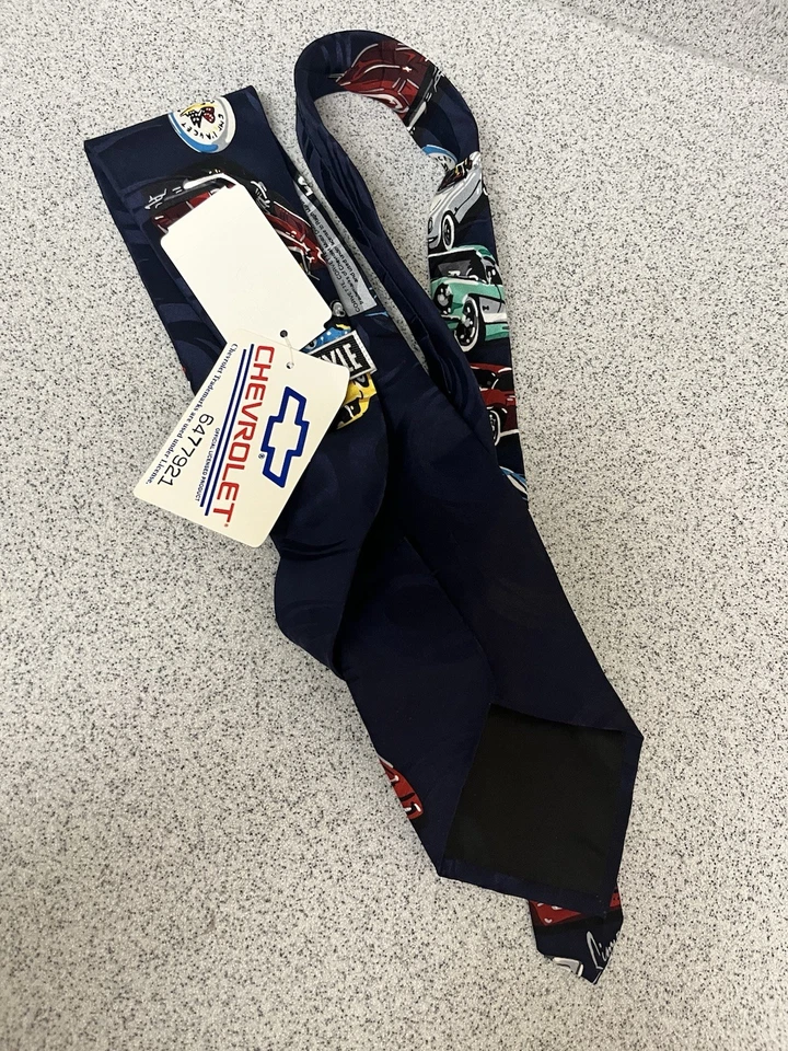 Corbata retro Automobilia 100 % seda estampado coche Chevrolet Corvette vintage Foto 2 de 4