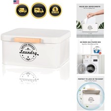 Dryer Sheet Holder with Hinged Lid for Laundry Room Organization. Metal Dryer...