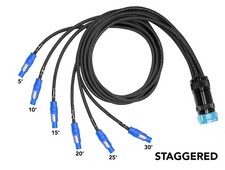 SOCAPEX SOCO 19 PIN to 6 Powercon A Blue Female Breakout Staggered Quality Cable