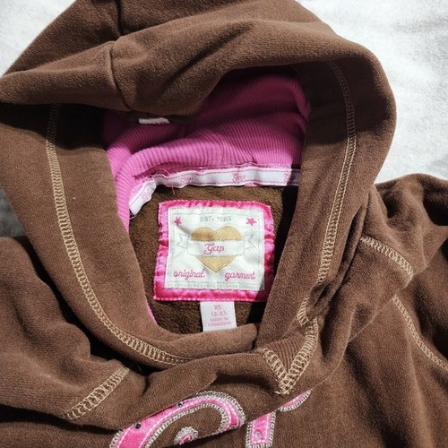 Gap Brown Kids Hoodie with Pink Accents XS - Picture 3 of 3