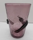VINTAGE 50s CRACKLE GLASS PURPLE LEAF BLENKO HANDBLOWN VASE