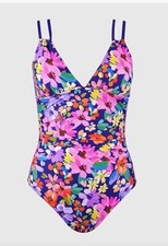 NEW CUPSHE One Piece Swimsuit V Neck XL Pink Floral
