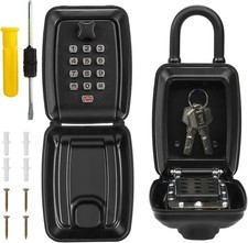 Key Lock Box for Outside, Waterproof Key Lockbox with 12-Digit Push Button Co...