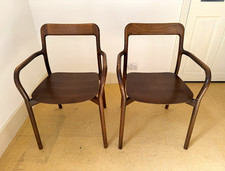 Matiazzi Branca Set of 2 Dark Brown Wooden Dining Armchairs with Armrests