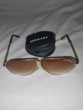 Vintage Ferrari Folding Gold Frame Sunglasses with Carrying Case