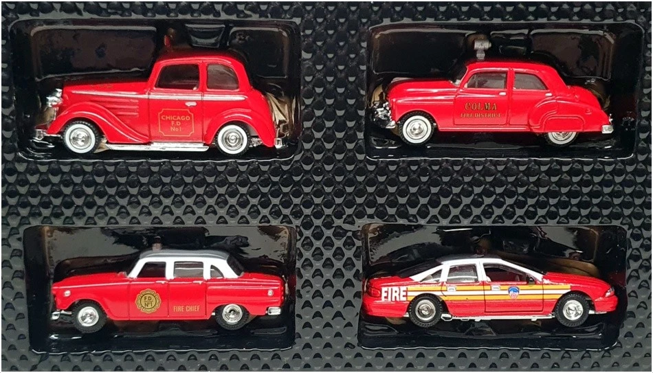 Golden Wheel 1/64 Scale 14414 - Chevrolet Fire Series 4 Piece Set - Red - Image 4 of 4