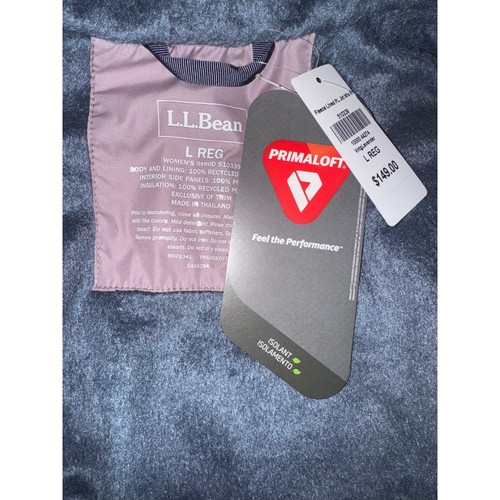 L.L.Bean Quilted Fleece Lined Jacket Lavender Primoloft Insulated Size L Reg - Picture 7 of 9