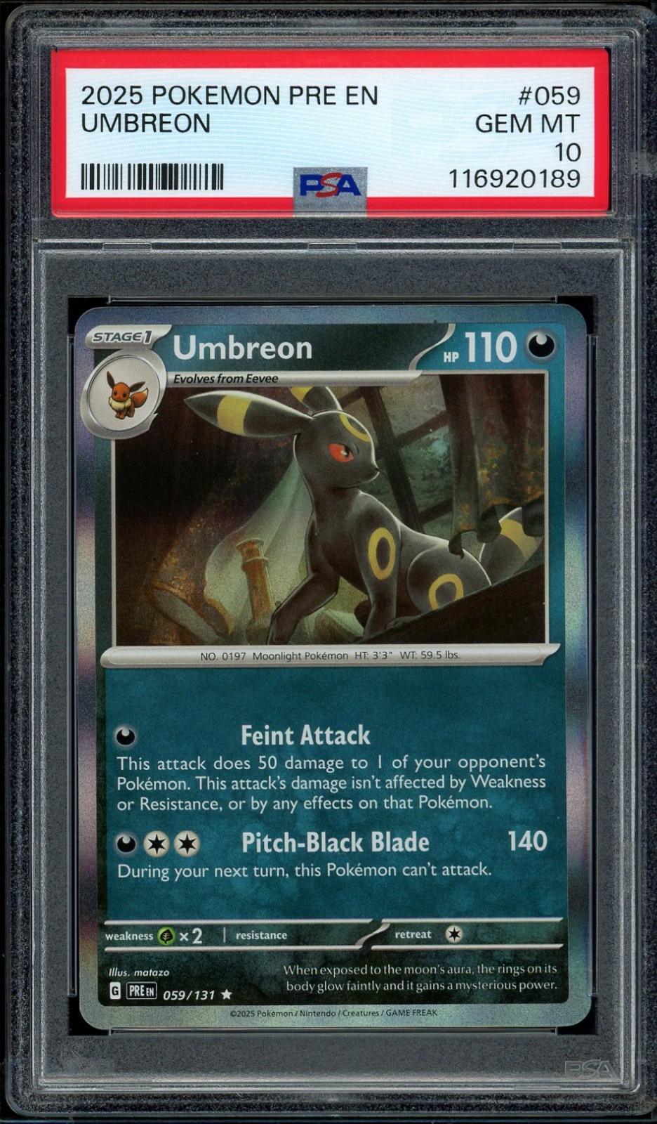 2025 PSA 10 Pokemon PRE EN Prismatic Evolutions Umbreon Holo 059/131 Gem Mint