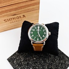 Shinola The Runwell 41mm Quartz Men's Dark Green Dial Tan Leather Strap Watch