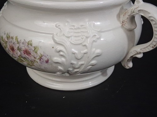 Antique Victorian Chamber Pot W/Lid Porcelain Floral Designs Soup Bowl Taurean - Picture 7 of 13